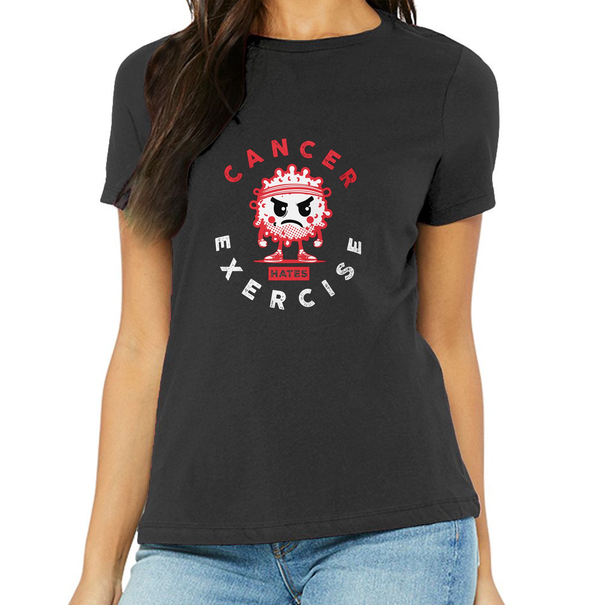 Women's Relaxed Tri-Blend T-Shirt, Red on Dark Grey