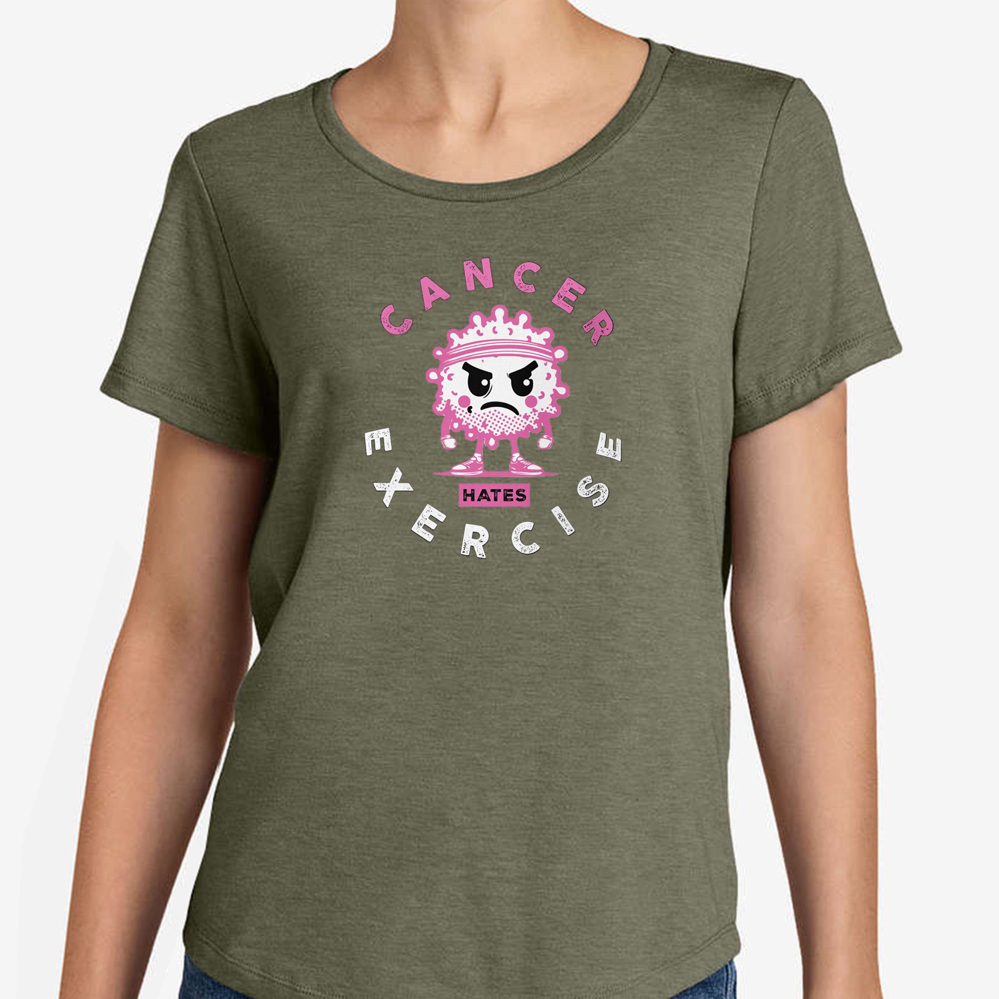 Women's Scoop Neck Tri-Blend T-Shirt in Army Green