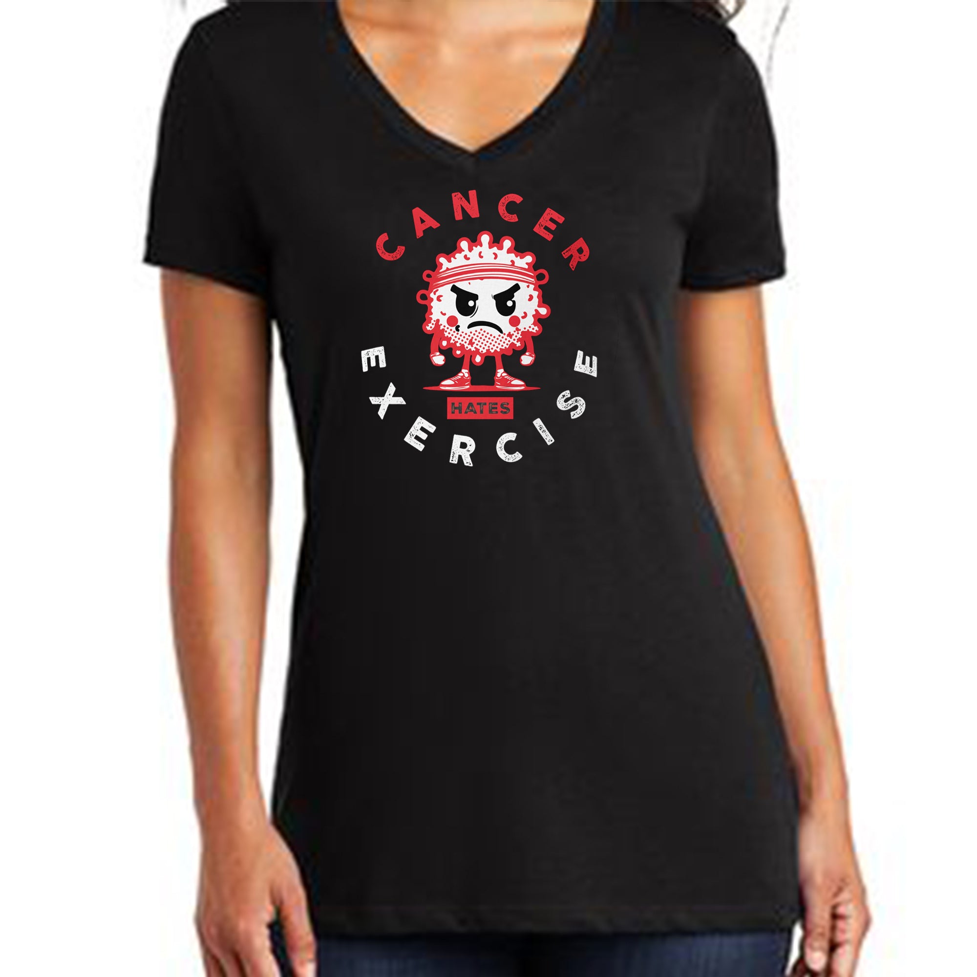 Women's Perfect Tri-Blend V-Neck, Red on Black Tee