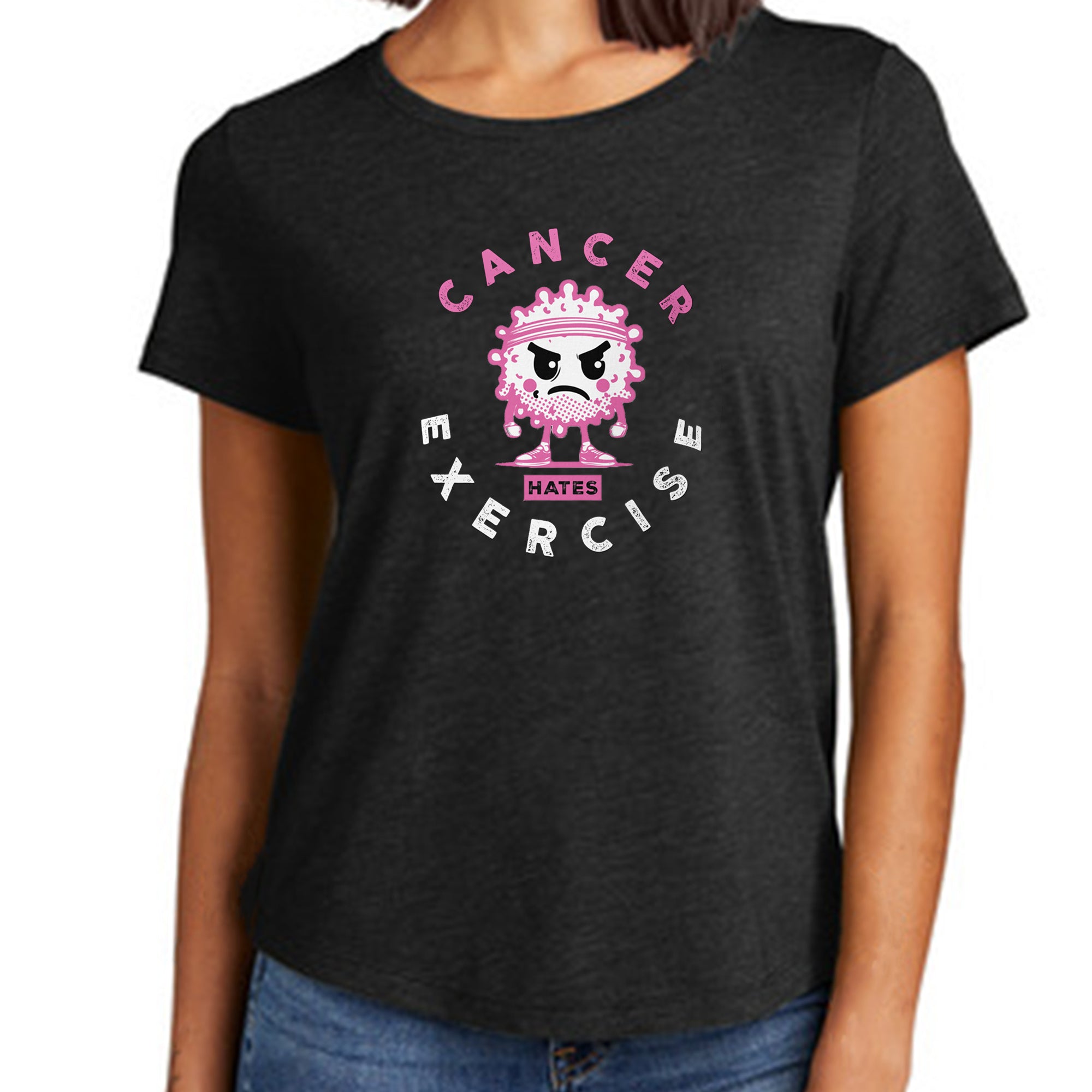 Women's Scoop Neck Tri-Blend T-Shirt in Off-Black