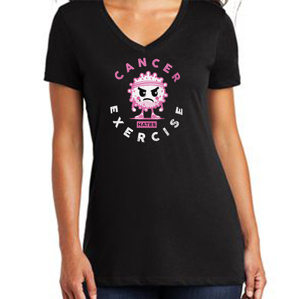 Women's Perfect Tri-Blend V-Neck, Pink on Black Tee
