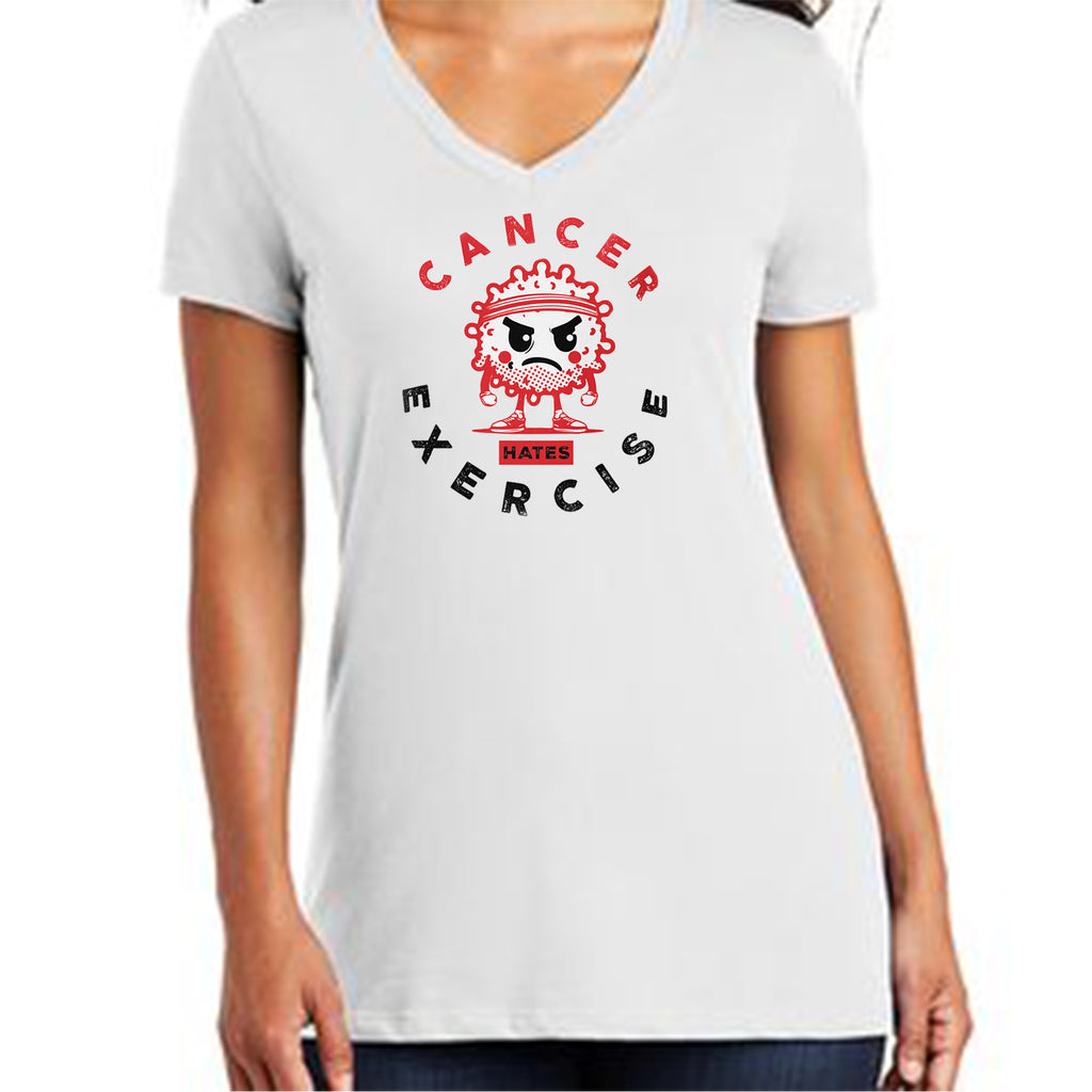 Women's Perfect Tri-Blend V-Neck, Red on White Tee